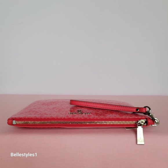 MICHAEL KORS Signature Logo Jet Set Large Top Zip Pouch/Wristlet- Geranium ⭐ - Picture 10 of 16